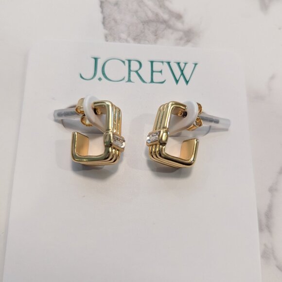 J.Crew Crystal Square Hoop Earrings - Picture 7 of 7